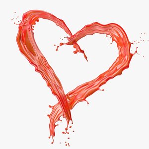 3D Red Liquid Heart Shaped Splash model