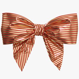 Low Poly Red Gold Bow 06