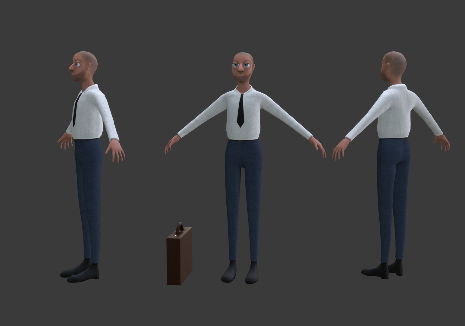 3D Cartoon Man With Tie Model - TurboSquid 1895961