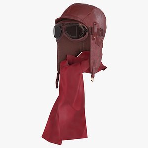 Aviator Goggles Hat Scarf Set - Red - Game Asset model