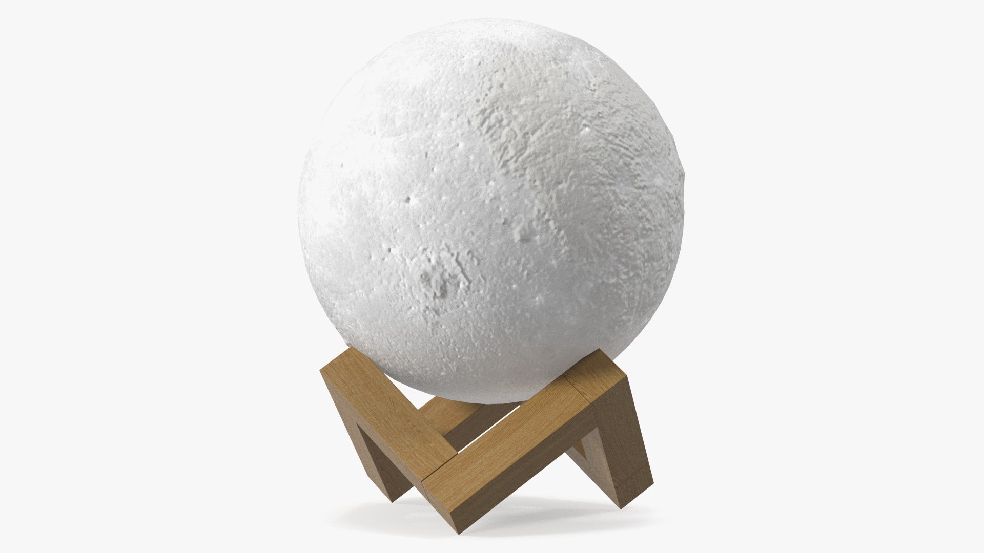 Lunar Globe Lamp on Wooden Stand White Light On 3D model preview