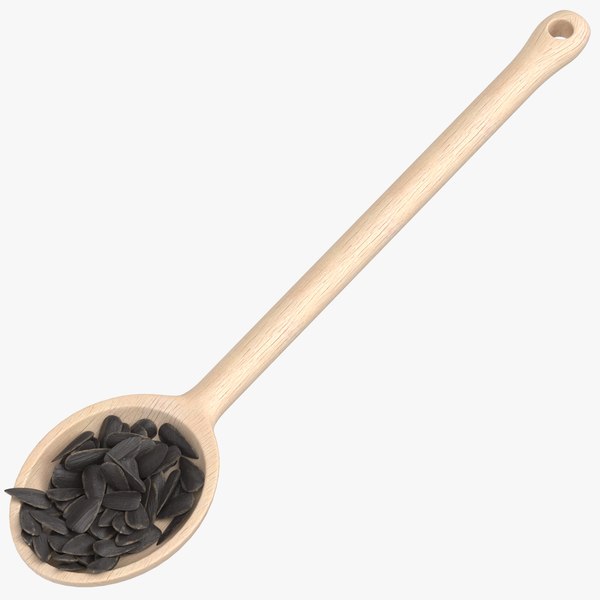 wooden spoon sunflower seeds 3D model