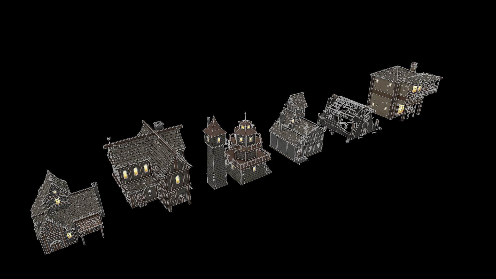 Pack Buildings 3d Model