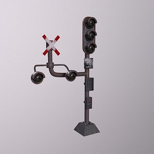 Railway Crossing PBR Low-poly 3D model 3D model 3D model