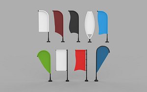 3D banner commercial flag 3D model