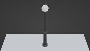 3D 3D Park pole with one lamp and textured