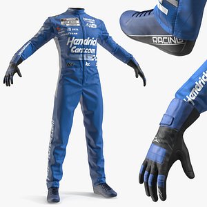 HendrickCars com Fireproof Racing Set with Gloves and Shoes Blue 3D model