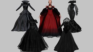 3D model 5 Victorian Gothic Dresses Collection