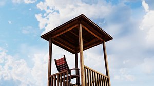 Lifeguard Rescue Guard tower Beach lookout Low-poly 3D