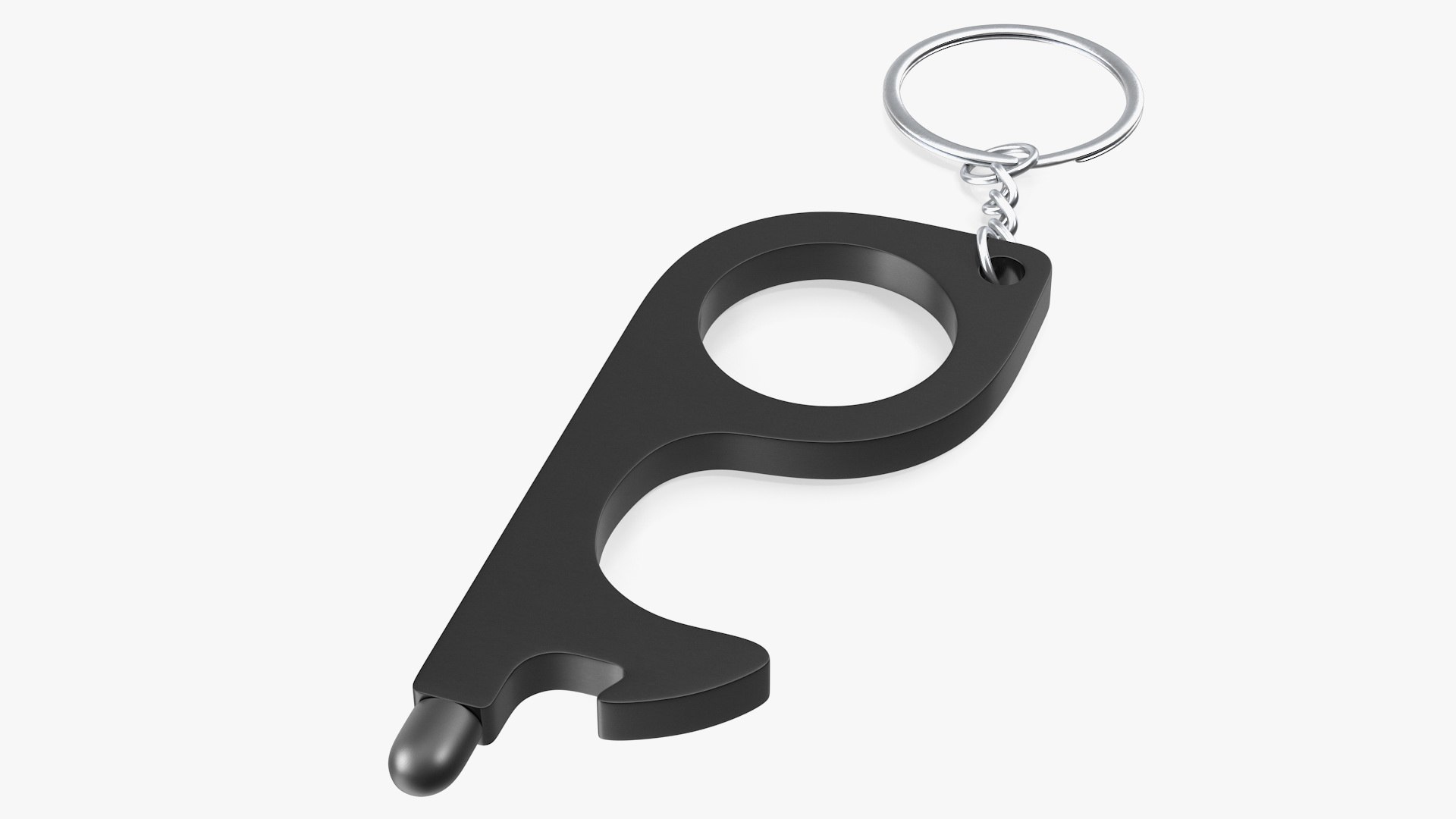 No Touch Tool Keychain Black 3D model preview