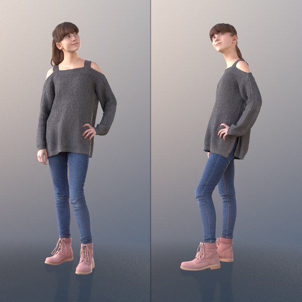girl young standing 3D model