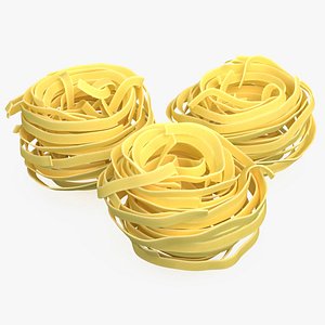 3D model dried raw pasta nest