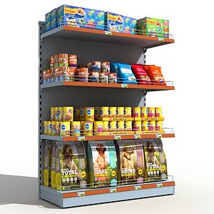 supermarket pets food shelves 3D model
