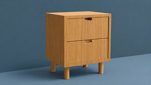 Mid Century Modern Teak Nightstand 3D Model 3D model