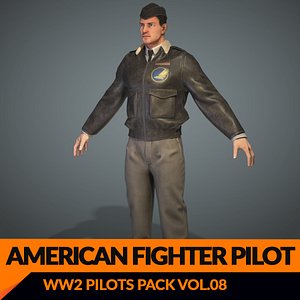world war pilot rigged 3D model