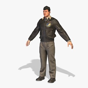 world war pilot rigged 3D model
