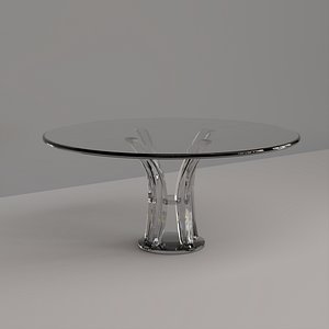 3D Modern Luxury Round Dining Table  Marble and Walnut Wood model