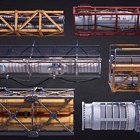 Sci-Fi Tubes Cables Kitbash Vol 03-PBR
