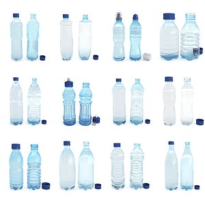 Set plastic 12 water bottle 3D Model