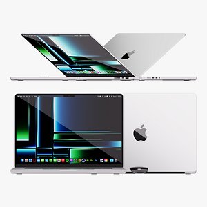 3D model Apple MacBook Pro 16 Silver 2022 With Magic Mouse