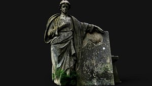 cemetery figure mossy tomb graveyard PBR photogrammetry 3D model
