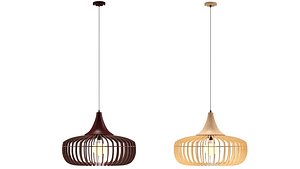 Japanese Wood Cage Light Pendant Light 3D model