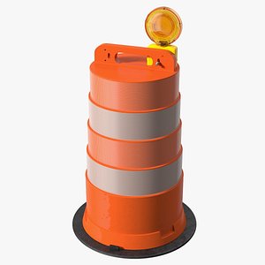 Traffic Safety Barrel with Warning Light 3D model