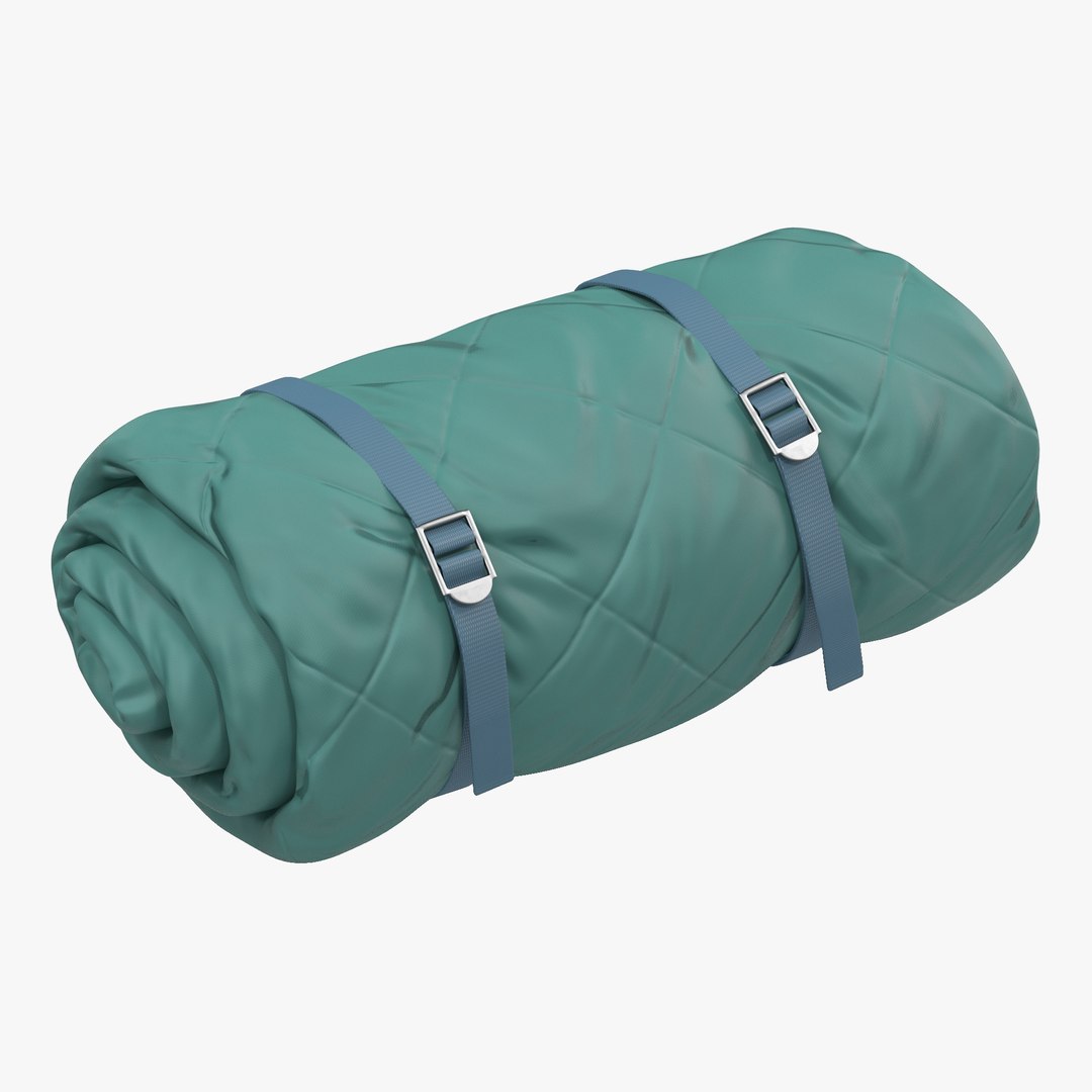 Folded Sleeping Bag Green 3D model preview