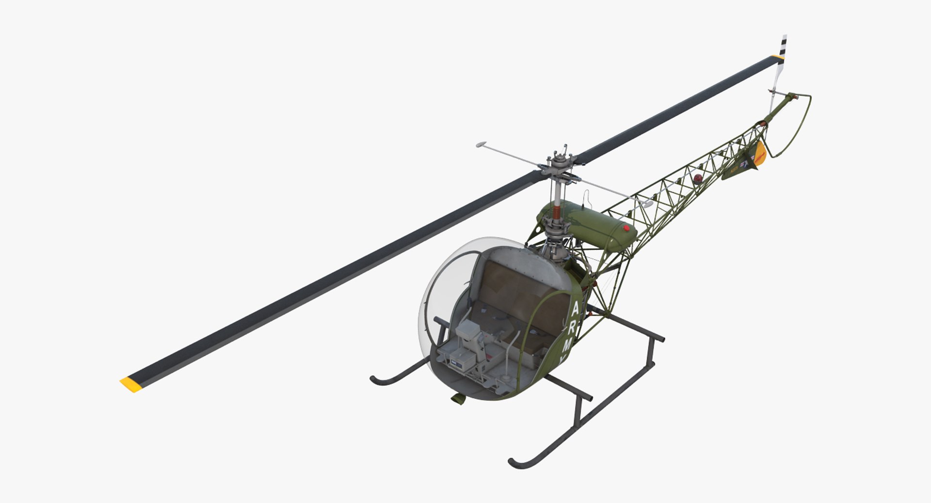 Light Helicopter Bell 47 Millitary 3D model preview