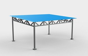 steel frame carport 3D model