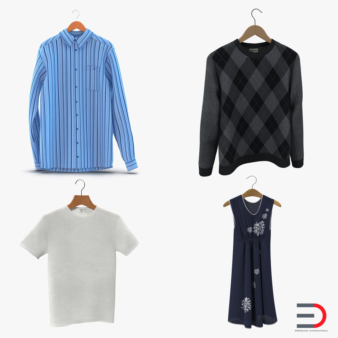Clothes on Hangers Collection 3D model preview