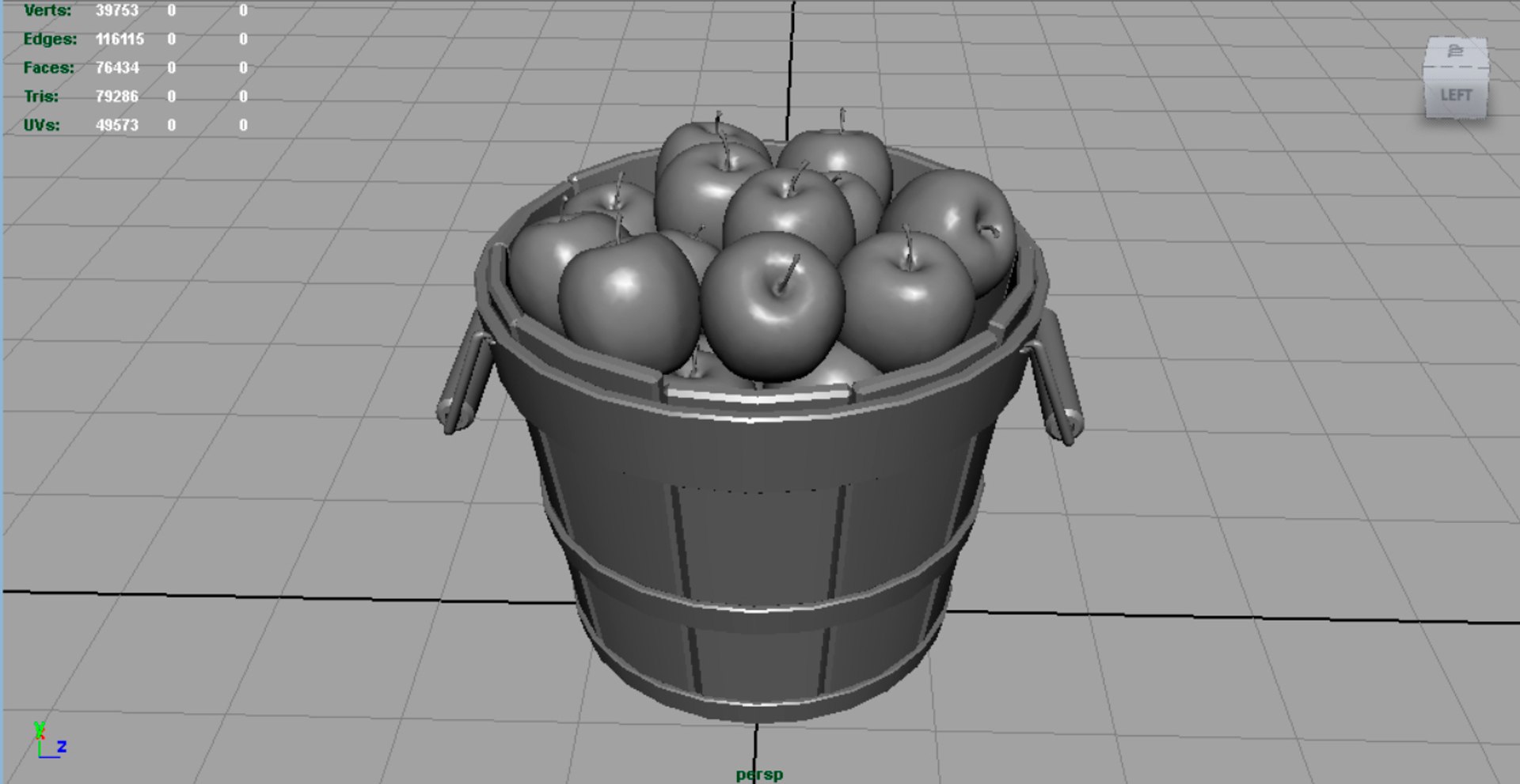 3d Wooden Bucket Apples