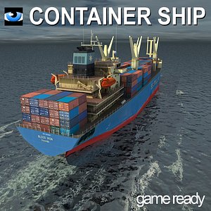 3d cargo container ship model
