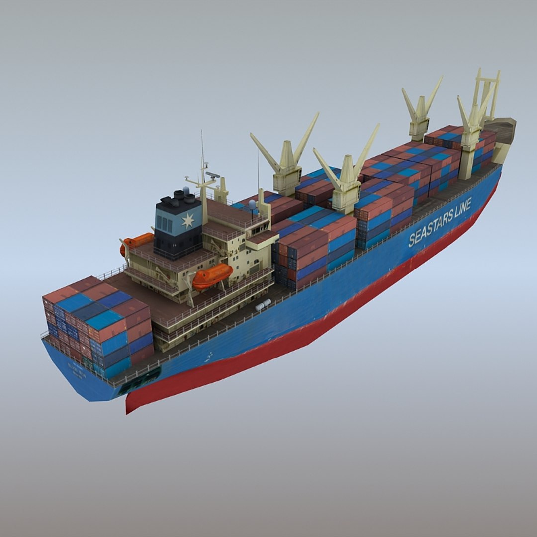3d Cargo Container Ship Model