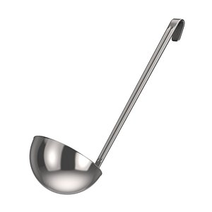 Silver Stainless Steel Kitchen Soup Ladle 3D model