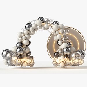 3D Birthday metal balloon arch model