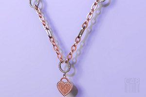 jewelry heart pendant chain 3D model
