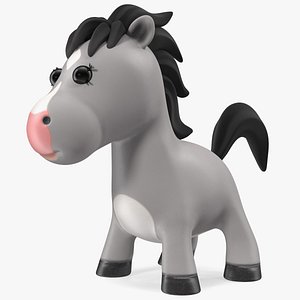 3D Cartoon White Horse Neutral Pose model