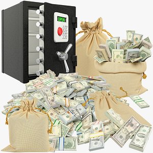 3D Money Bags and Safe Collection V6