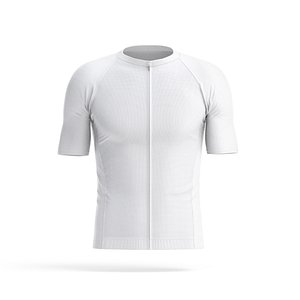 White Men Cycling Jersey - bicycle zipper sport t-shirt