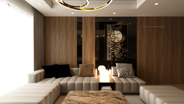 Living Room - Kitchen Interior 36 3D model
