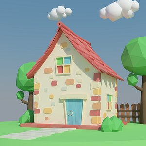 3D Low Poly Cartoon House model