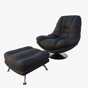 3D black leather axis swivel chair