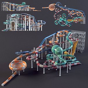 3D water park slides
