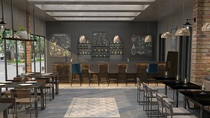 Industrial coffee bar restaurant interior design