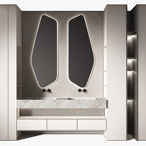 3D Bathroom cabinet furniture curved shape mirror model