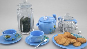 3d tea set model