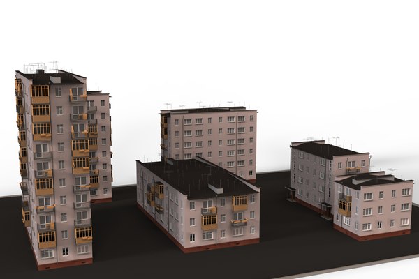 3D Buildings City - 6 Models Collection model