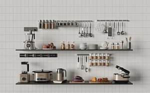 Realistic Modern Kitchen Scene with Appliances and Props 3D model