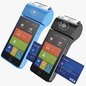 Credit Card Terminal Black And Blue